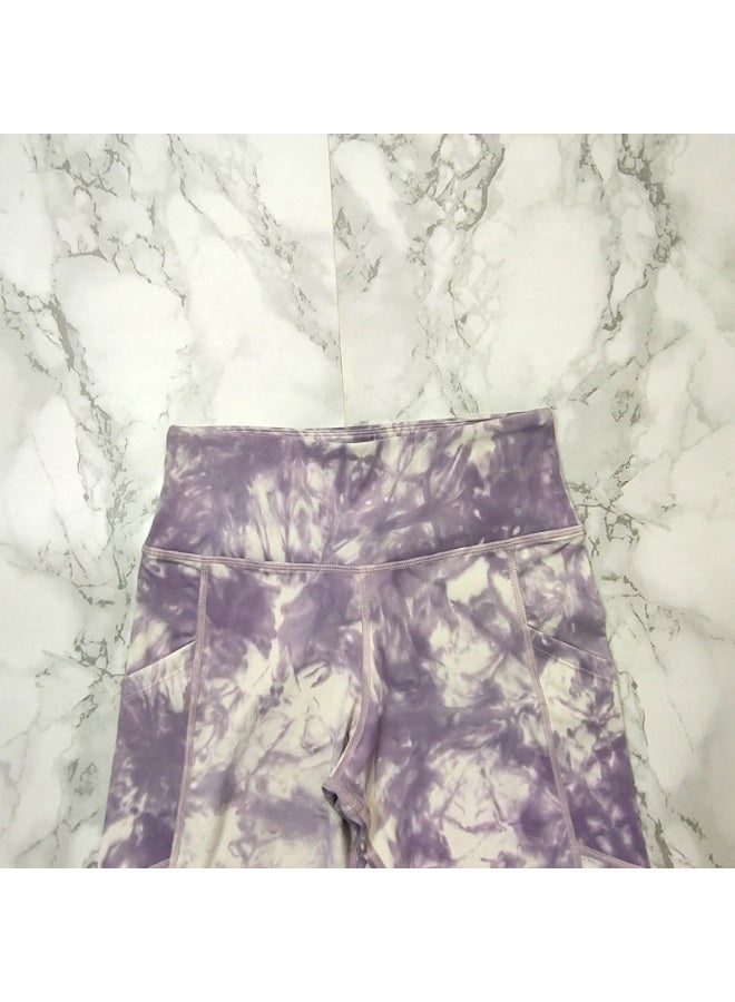 عام التعادل صبغ النساء الدراجات السراويل الرياضة اليوغا قصيرة طماق مع جيوب تشغيل رياضة اللياقة البدنية السراويل - Image 3