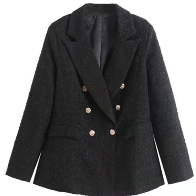 2024 Europe And America Fall/Winter New Plaid Short Jacket Double-Breasted Fashion Suit Jacket Suit - Image 1