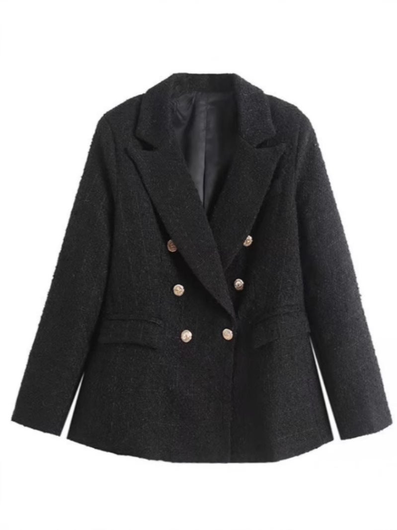2024 Europe And America Fall/Winter New Plaid Short Jacket Double-Breasted Fashion Suit Jacket Suit - Image 5