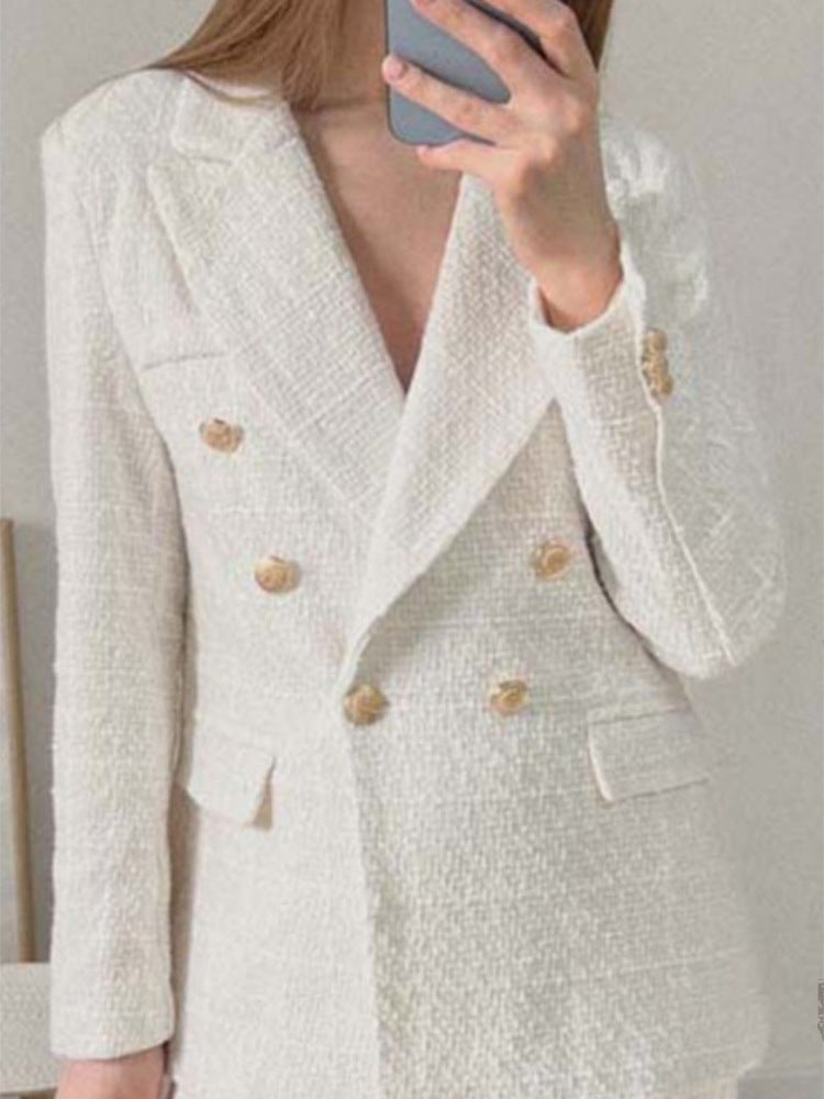 2024 Europe And America Fall/Winter New Plaid Short Jacket Double-Breasted Fashion Suit Jacket Suit - Image 2