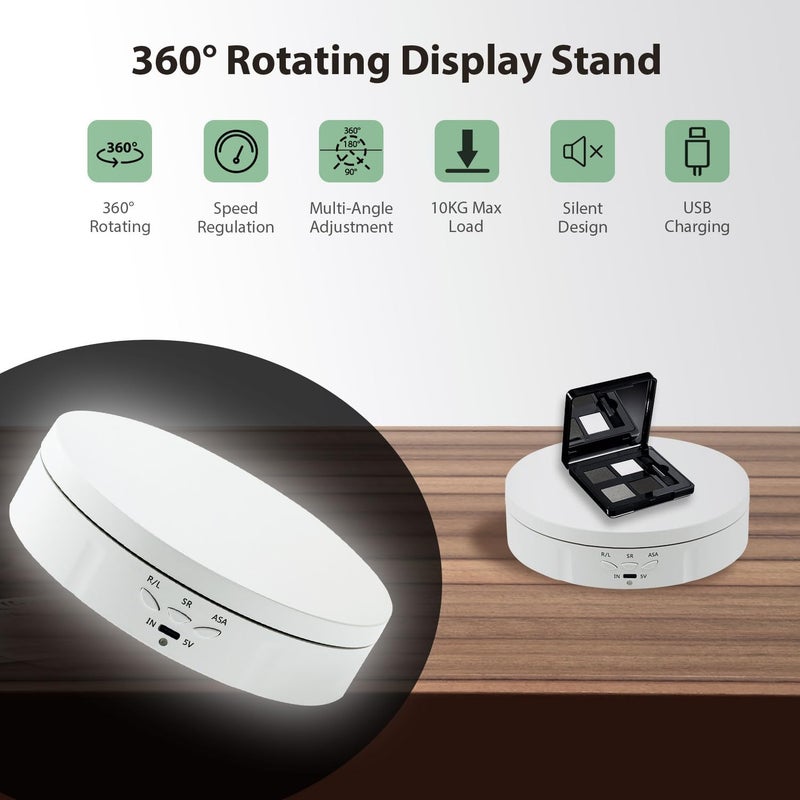 Mcbazel Motorized Rotating Display Stand, 5.7inch 360 Degree Electric Spinning Turntable Display Stand for Photography Shows/Jewelry/Watch/3D Models/Cake/Cup Ect,Load-Bearing Capacity is About 10kg - Image 2