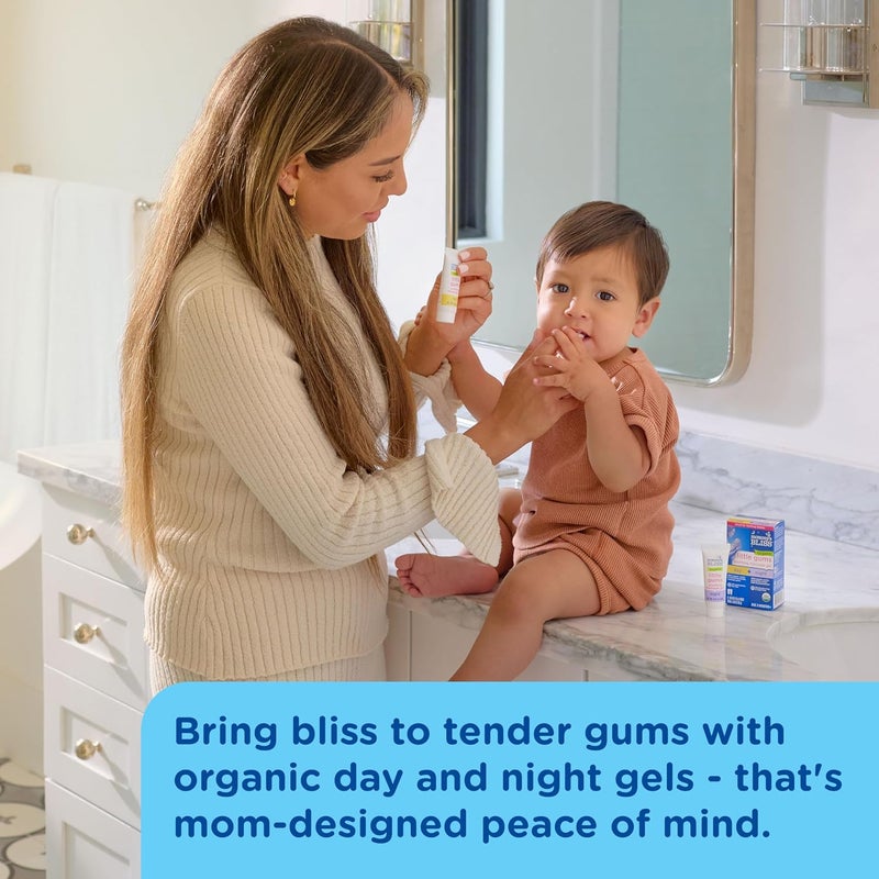Mommy's Bliss Organic Little Gums Soothing Massage Gel Day and Night Combo, Helps with Tender Gums, Age 2 Months+, Sugar Free, Mild & Sweet Flavor, 2-0.53 Oz Tubes (Pack of 1) - Image 4