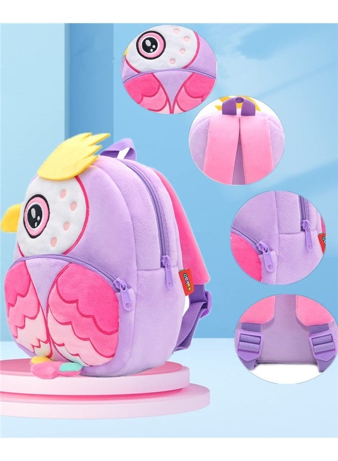 Toddler Backpack for Boys and Girls, Cute Soft Plush Animal Cartoon Mini Backpack Little For Kids 2-6 Years (Owl Purple)  - Image 5