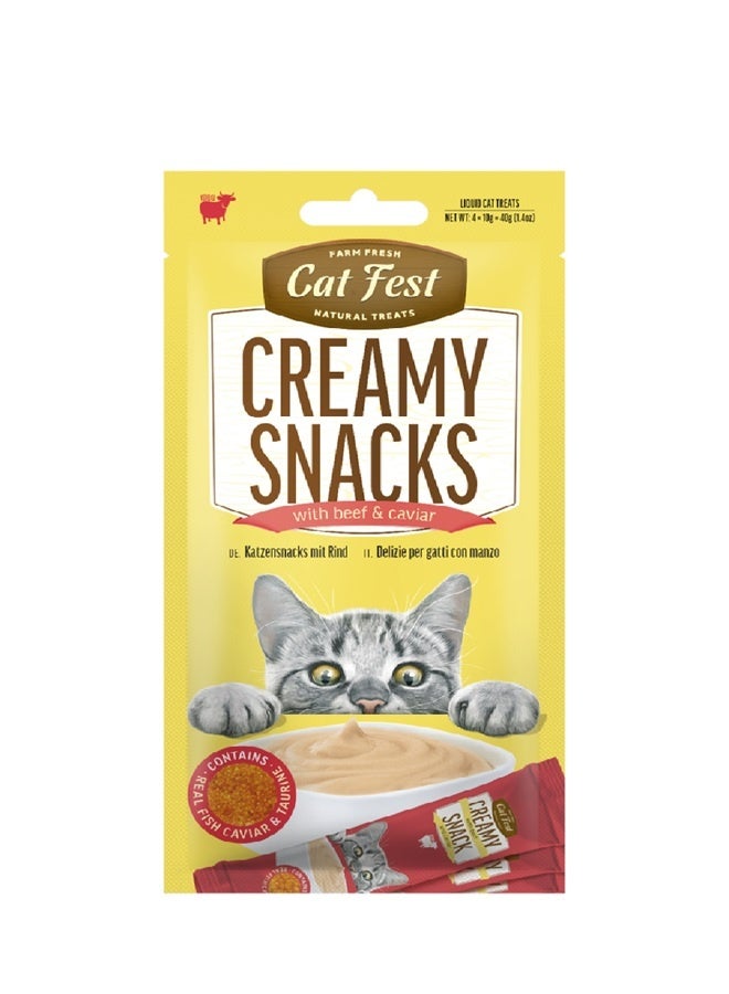 Cat Fest Creamy Snacks Beef With Caviar - 40G