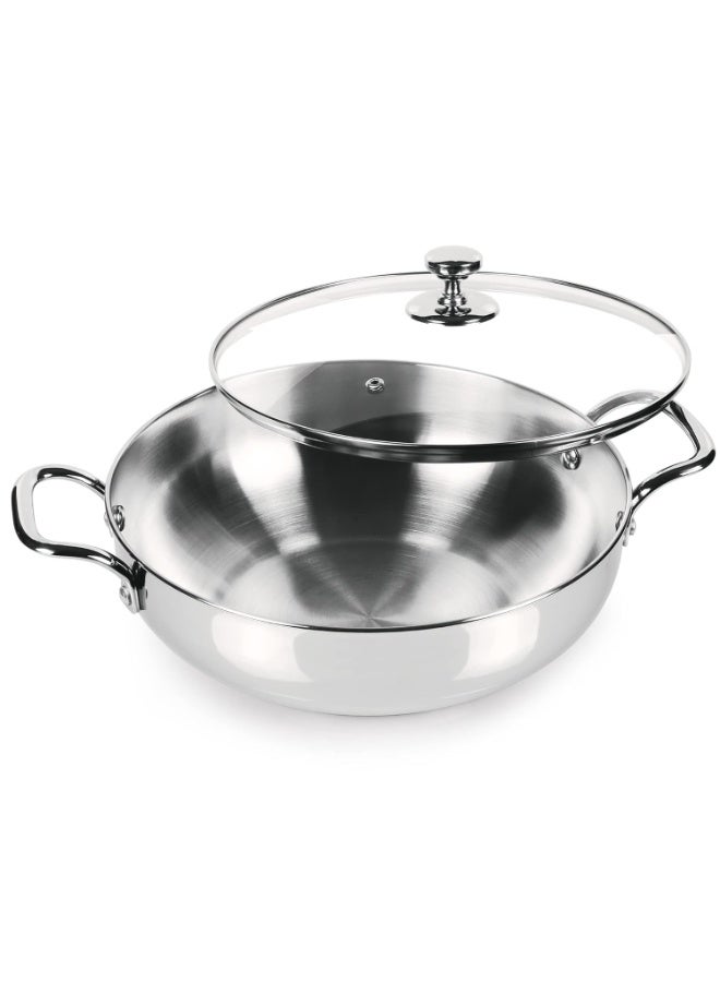 MILTON Pro cook Pro Cook Sandwich Bottom 3 Pc Cookware Set | Stainless Steel Kadhai & Fry Pan with Lid 22 cm |  Induction Cookware & Gas Stove Friendly | Deep Frying | SautÃ© | Scratch Resistant - Image 2