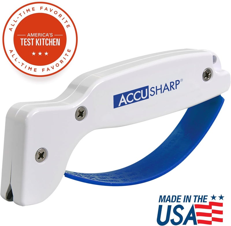 أكيو شارب مبراة سكاكين AccuSharp، مقبض مريح، مدمجة وسهلة الاستخدام، تعيد شحذ وتنعيم السكاكين المستقيمة والمسننة، لون أبيض - Image 2