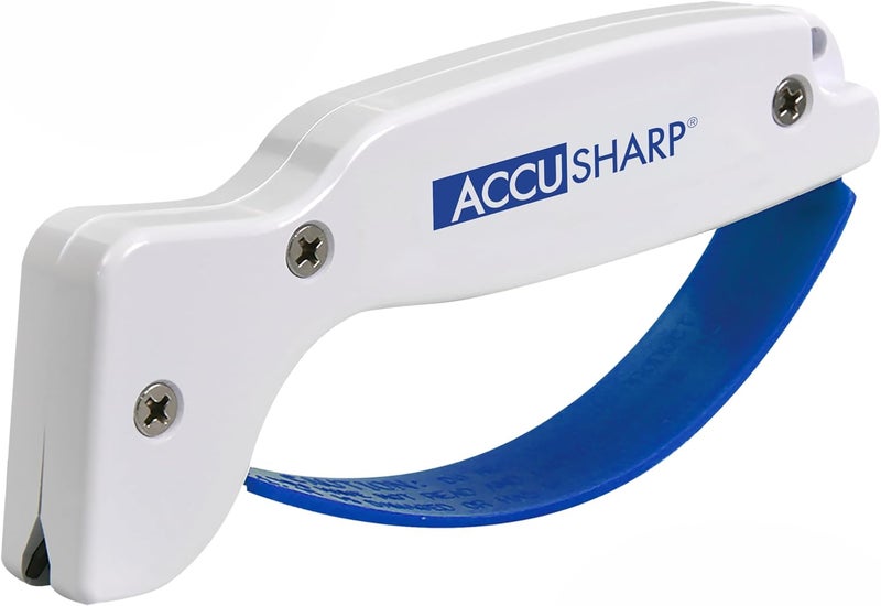 أكيو شارب مبراة سكاكين AccuSharp، مقبض مريح، مدمجة وسهلة الاستخدام، تعيد شحذ وتنعيم السكاكين المستقيمة والمسننة، لون أبيض - Image 1