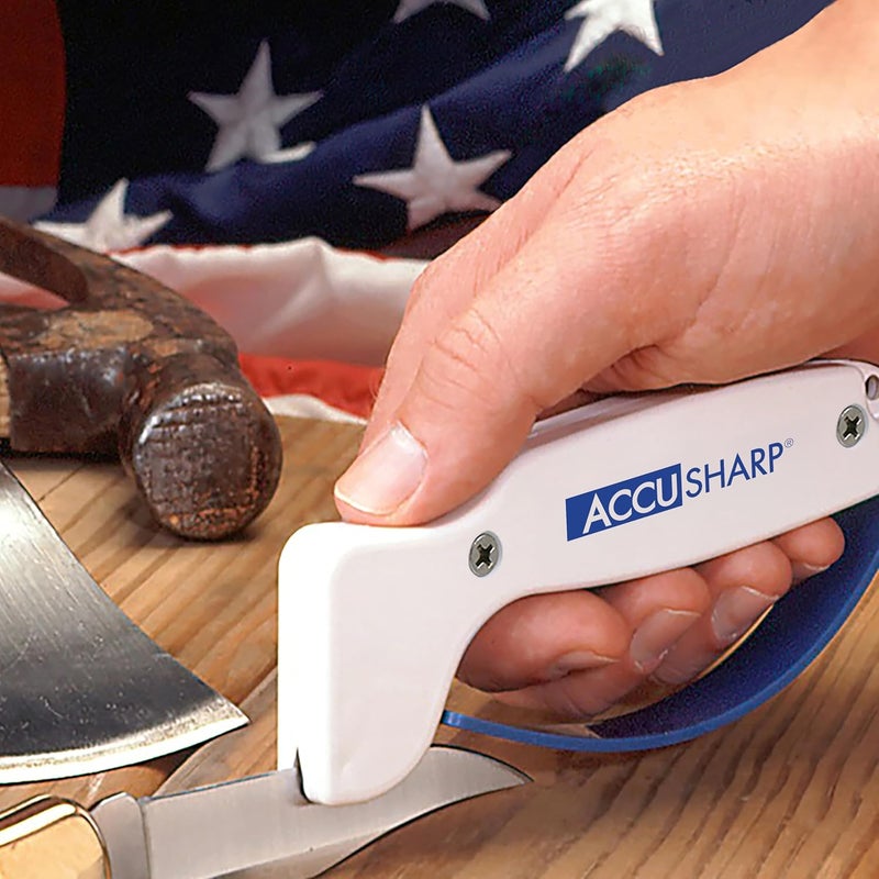 أكيو شارب مبراة سكاكين AccuSharp، مقبض مريح، مدمجة وسهلة الاستخدام، تعيد شحذ وتنعيم السكاكين المستقيمة والمسننة، لون أبيض - Image 5
