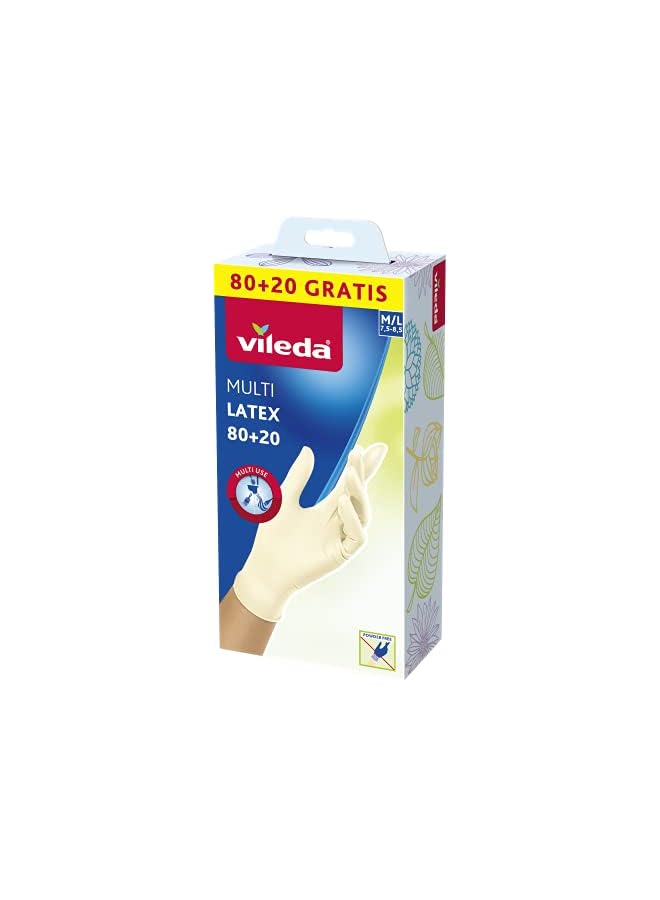 Vileda Latex Disposable Gloves 80+20 M/L Size Powderfree Rubber Gloves - Image 2