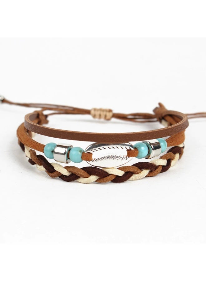 Goolsky Handmade Shell Bracelet – Original Multi-Layer Vintage Leather Wristband, Couple Unisex Bracelet, Shell & Leather Adjustable Size, Beach/Travel/Daily Wear Matching Gift - Image 1