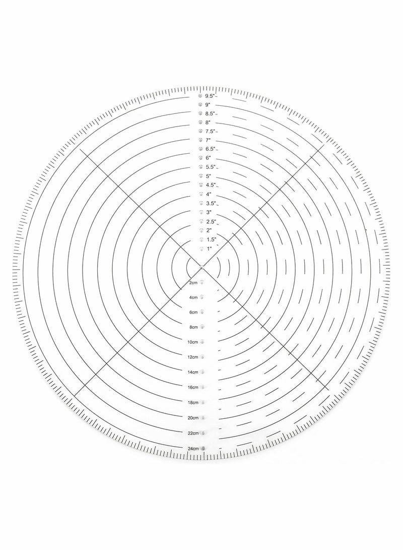 Y&D 10" Round Center Finder Compass Clear Acrylic for Drawing Circles on fabric, wood, poster board, plastic, metal, glass, composites also irregularly shaped items, Measure Alignment Tool - Image 1