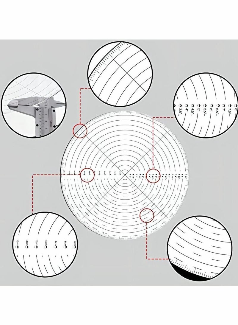 Y&D 10" Round Center Finder Compass Clear Acrylic for Drawing Circles on fabric, wood, poster board, plastic, metal, glass, composites also irregularly shaped items, Measure Alignment Tool - Image 5