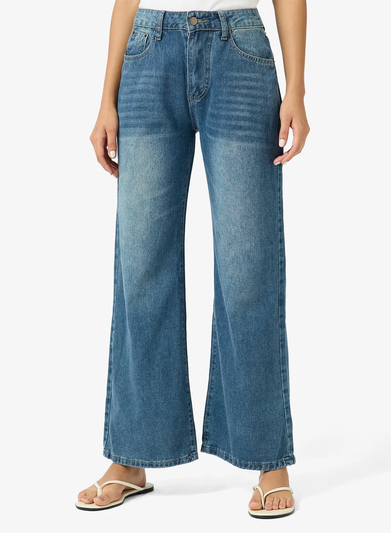 جينجر Low Rise Wide Leg Jeans