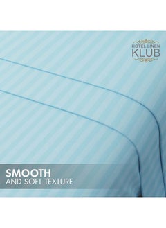 Hotel Linen Klub Deyarco Soft Comfort Stripe Microfiber Aqua Fitted Sheet Double 120x200cm  - Image 4