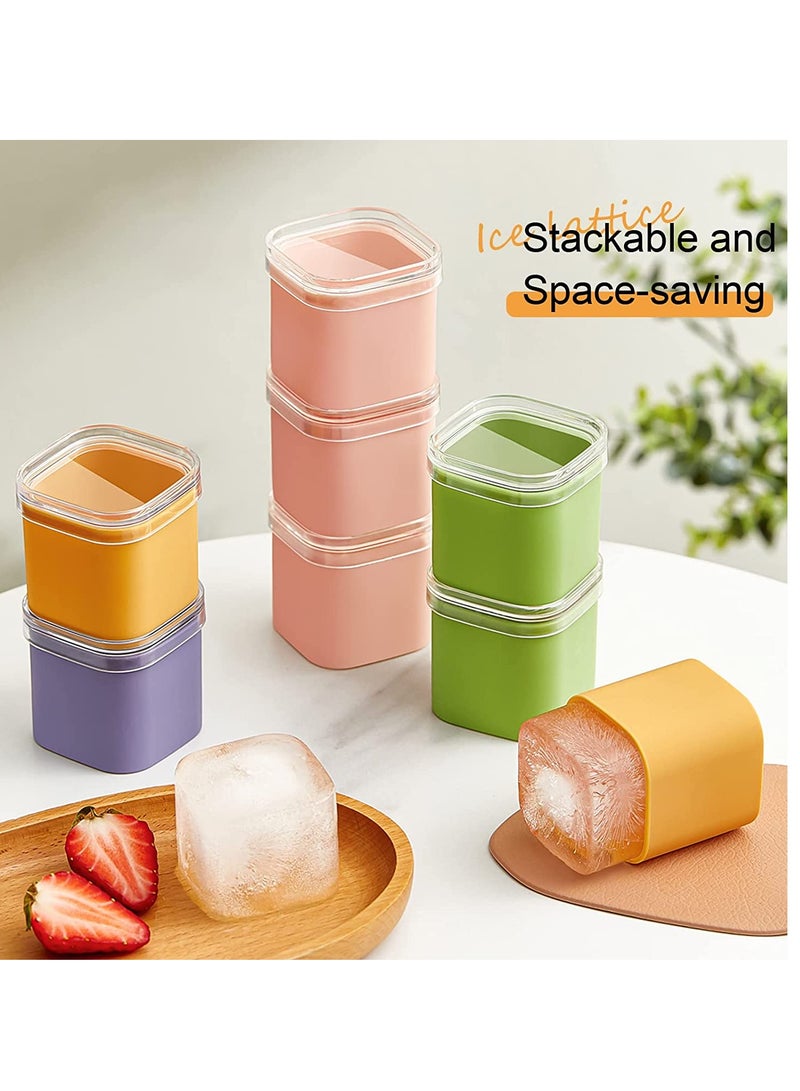 Excefore Silicone Ice Cube Molds with Lid, Large Ice Molds, Easy Release single Ice Cube Maker, Freezer Ice Cube Tray with Lid, Square Ice Molds for Cocktails Juice Coffee (1.7In Cube Ice) - Image 3