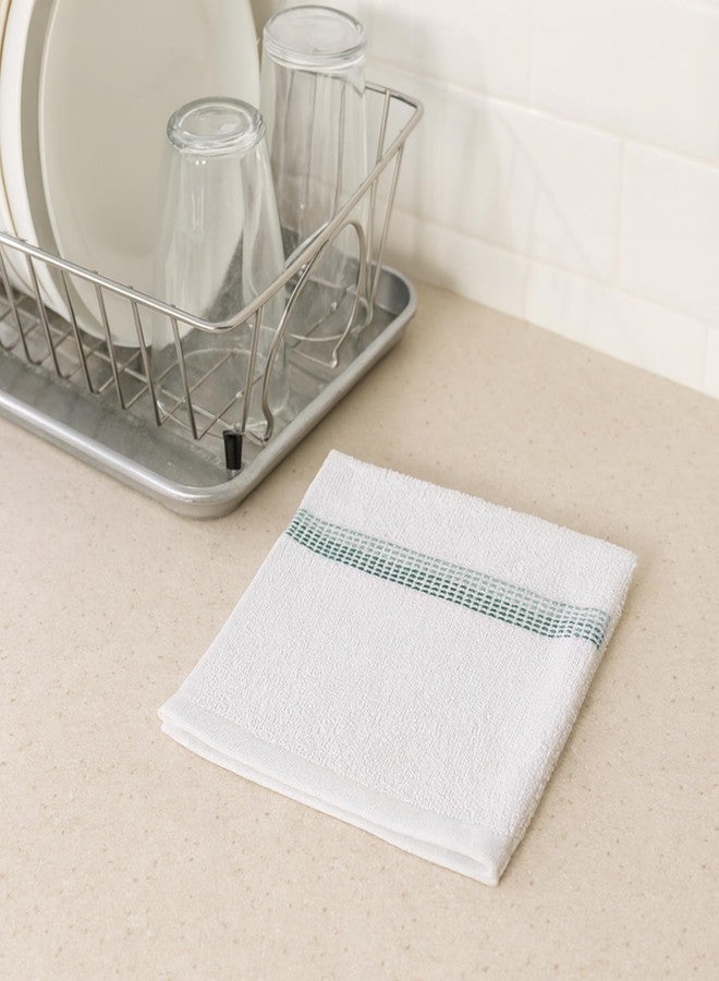 DecorRack 10 Pack 100% Cotton Washcloths, 12x12 inch White Dotted Soft Cotton Face Towels, Absorbent & Durable Wash Cloth Set for Bathroom, Spa, Gym & Travel, Sage (Pack of 10) - Image 5
