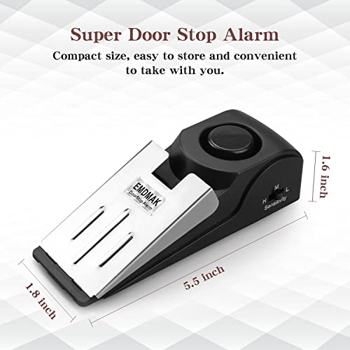 EMDMAK Door Stop Alarm with 120DB Siren Door Stop for Home & Travel (Black) (Pack of 3) - Image 3
