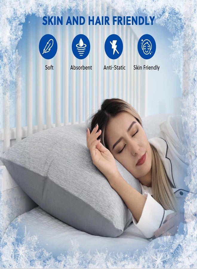  هومفين أغطية وسائد تبريد من هومفاين، مقاس قياسي - وجهان، ألياف تبريد كيو-ماكس 0.439 لحماية الوسادة، غطاء وسادة بارد يسمح بمرور الهواء لمن يعانون من التعرق الليلي، سحاب مخفي، عبوة من قطعتين (20 بوصة × 26 بوصة، رمادي) - Image 3
