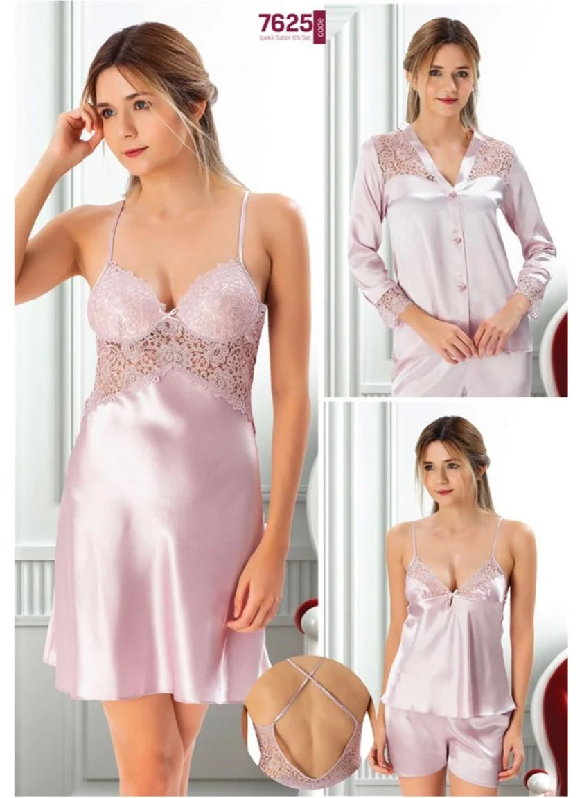 دوشيس 7625 Dowry Lacy Satin Set of 6 - Powder