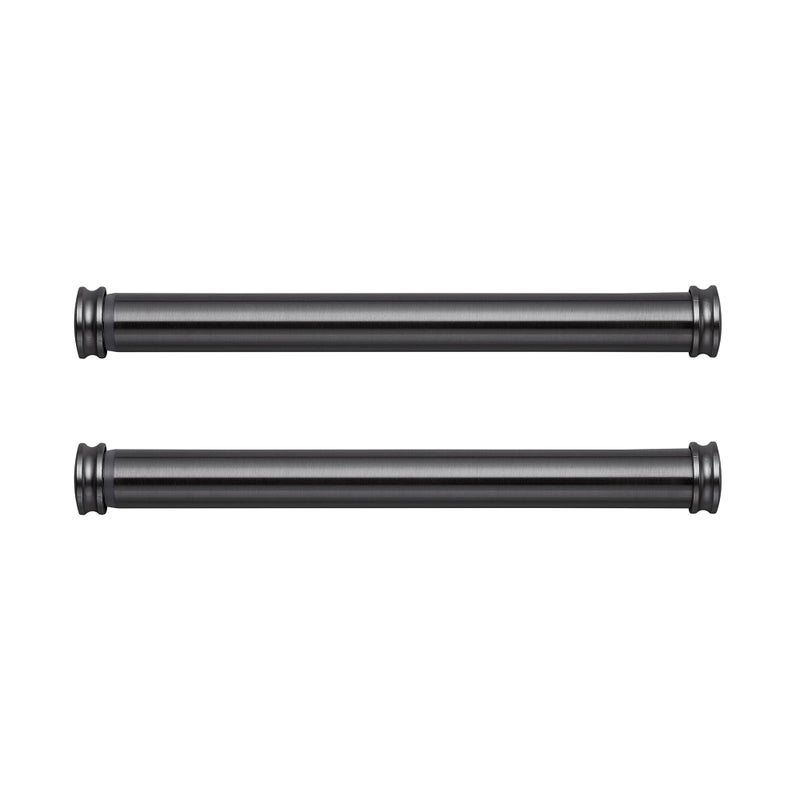 MODE Premium Collection Side Mount 1 18 Diameter Curtain Rod Set of Two with Graphite End Cap Finials and Steel Wall Mounted 12 to 20 Adjustable Curtain Rods Graphite