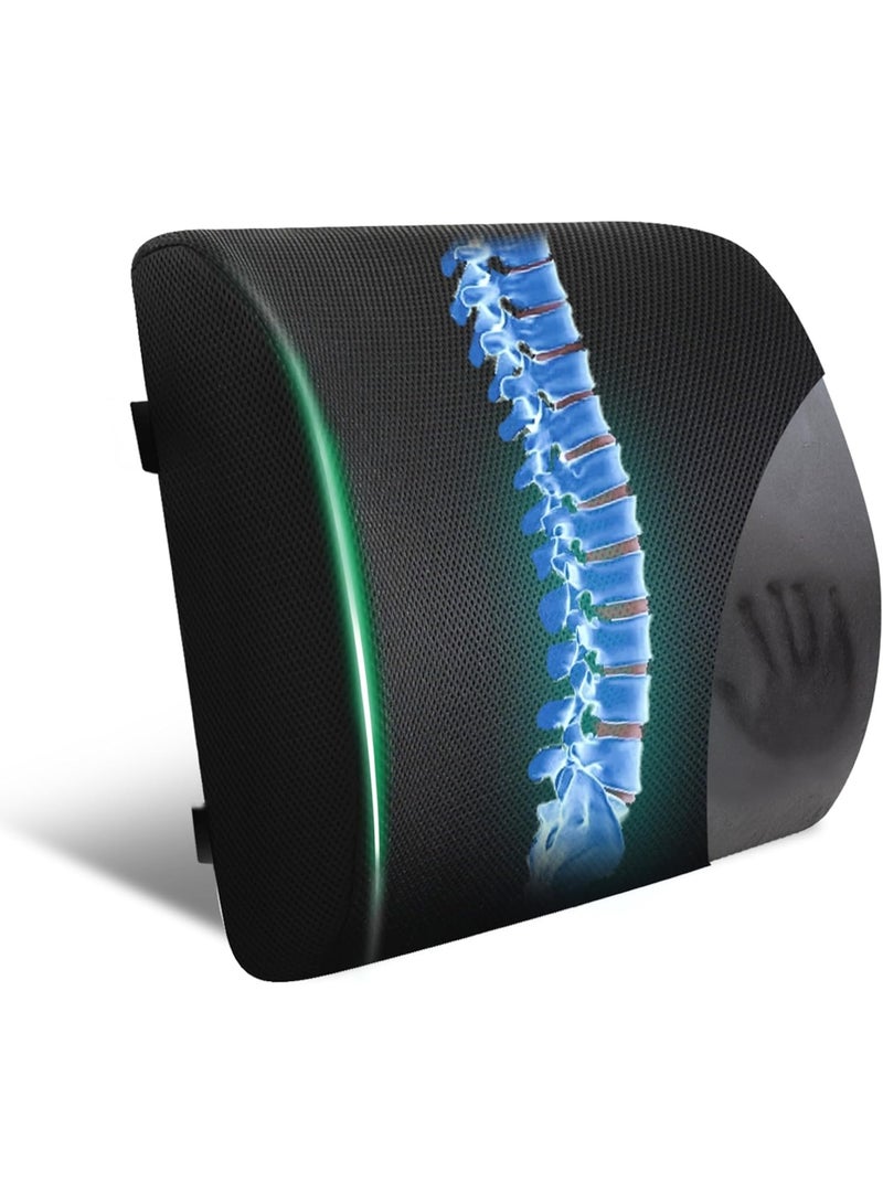FUTURA Futura Lumbar Support Pillow for Office Chair Car Seat,Charcoak Memory Foam Chair Back Cushion for Back Pain Relief with Double Adjustable Straps  - Image 1