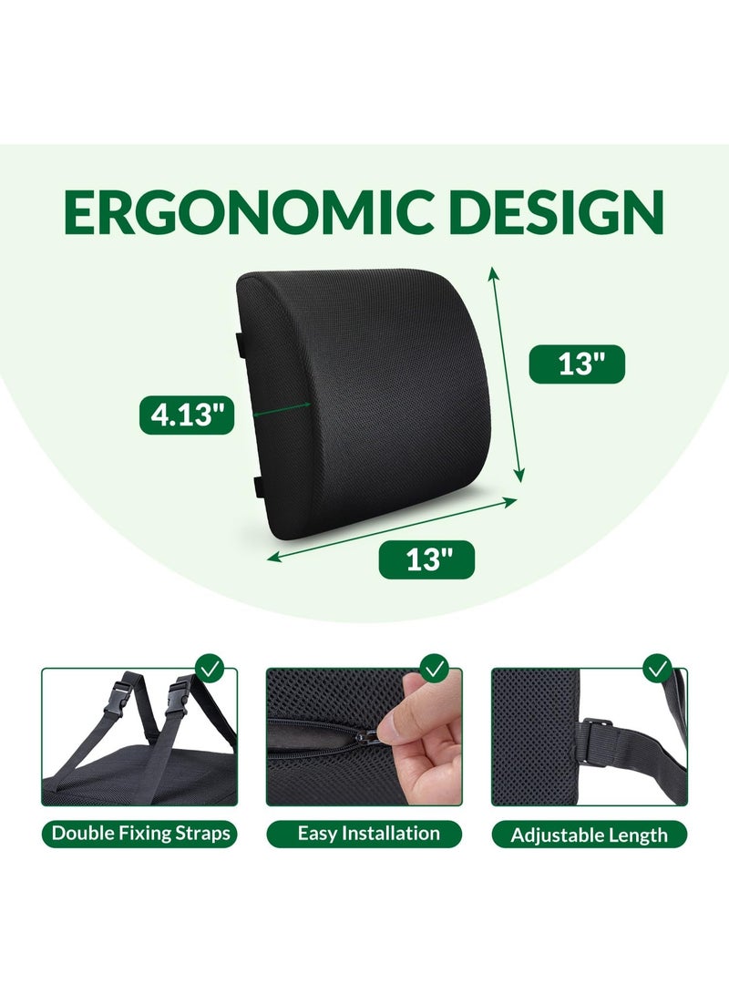 FUTURA Futura Lumbar Support Pillow for Office Chair Car Seat,Charcoak Memory Foam Chair Back Cushion for Back Pain Relief with Double Adjustable Straps  - Image 2