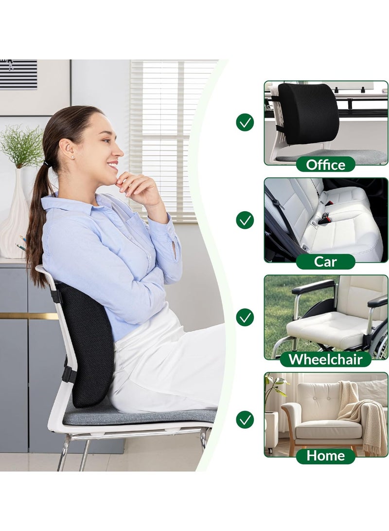 FUTURA Futura Lumbar Support Pillow for Office Chair Car Seat,Charcoak Memory Foam Chair Back Cushion for Back Pain Relief with Double Adjustable Straps  - Image 4