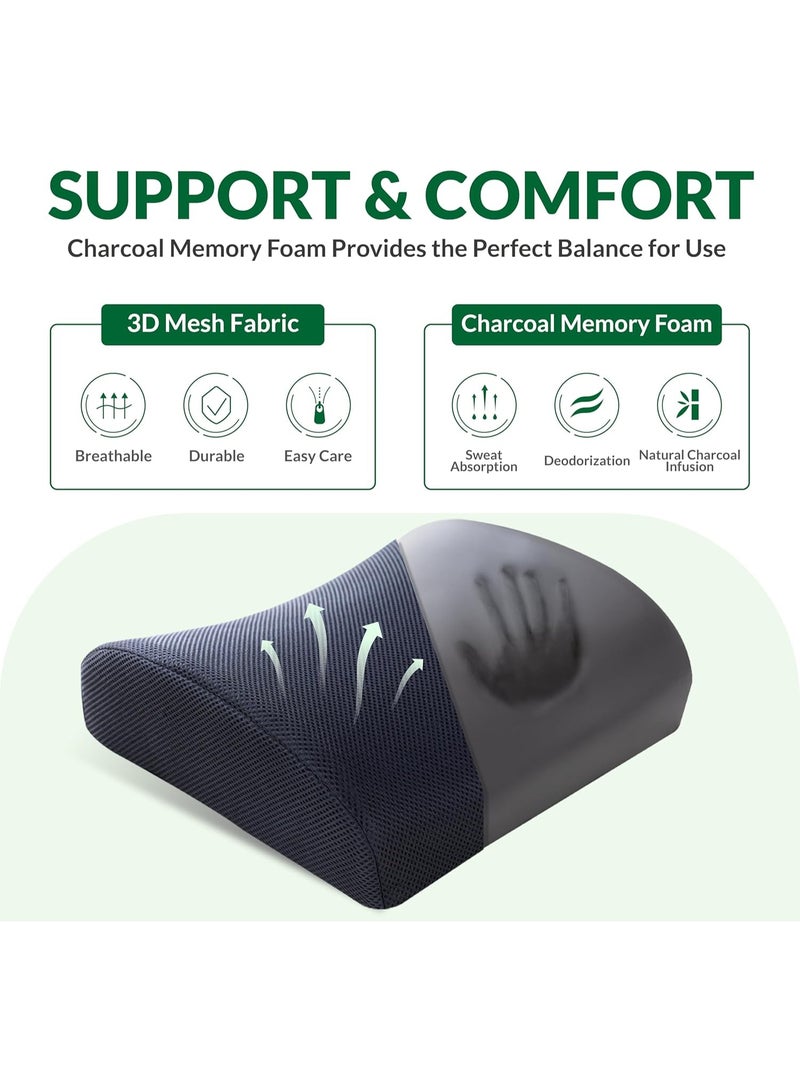 FUTURA Futura Lumbar Support Pillow for Office Chair Car Seat,Charcoak Memory Foam Chair Back Cushion for Back Pain Relief with Double Adjustable Straps  - Image 5