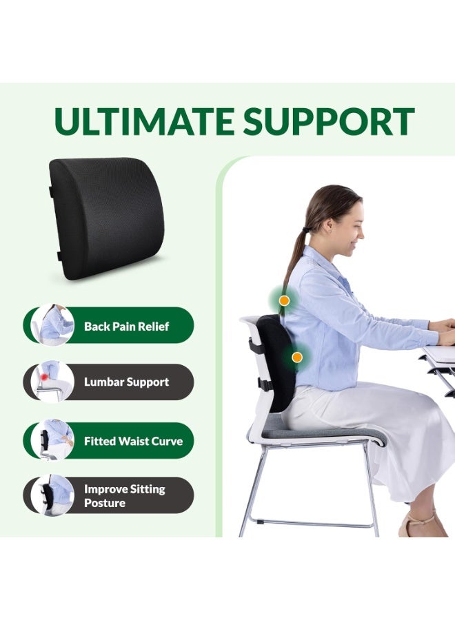 FUTURA Futura Lumbar Support Pillow for Office Chair Car Seat,Charcoak Memory Foam Chair Back Cushion for Back Pain Relief with Double Adjustable Straps  - Image 3