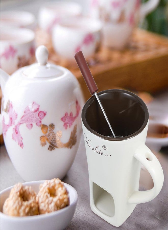 Garneck 2 Sets Chocolate Fondue Mugs: Ceramic Personal Melting Pot for Hot Chocolate Cheese Caramel Butter Porcelain Multifunctional Fondue Crucible Ideal Birthday & Wedding Gift for Family Friends - Image 3