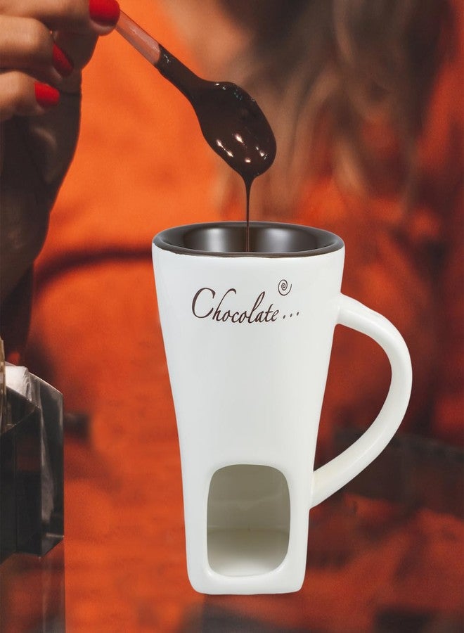 Garneck 2 Sets Chocolate Fondue Mugs: Ceramic Personal Melting Pot for Hot Chocolate Cheese Caramel Butter Porcelain Multifunctional Fondue Crucible Ideal Birthday & Wedding Gift for Family Friends - Image 2