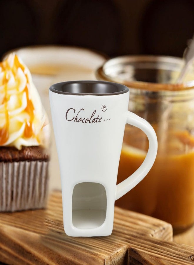 Garneck 2 Sets Chocolate Fondue Mugs: Ceramic Personal Melting Pot for Hot Chocolate Cheese Caramel Butter Porcelain Multifunctional Fondue Crucible Ideal Birthday & Wedding Gift for Family Friends - Image 4