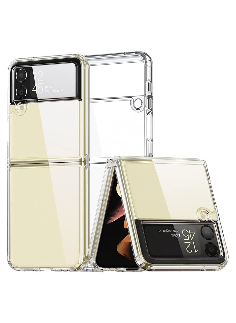 Raxoom Case for Samsung Galaxy Z flip 4 5G 2022, Clear Slim Phone Case with Transparent Hard PC Back, Soft TPU Edges, Hinge, Non-Yellowing Shockproof Thin Protective Cover - Image 1