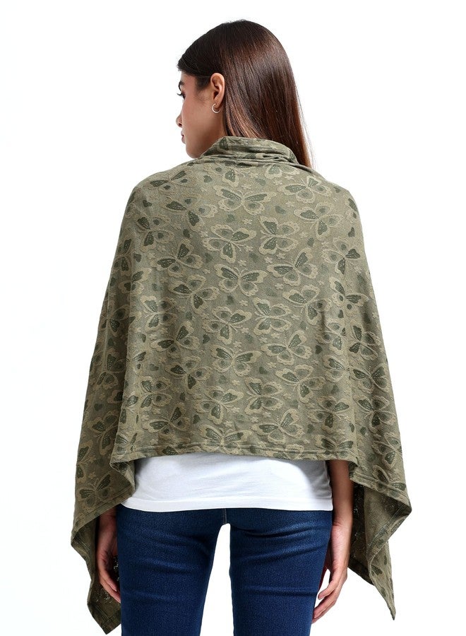 AGUILA Premium Soft And Warm Feeding shawl Feeding Cloak (NAVY) (Olive Green) - Image 4