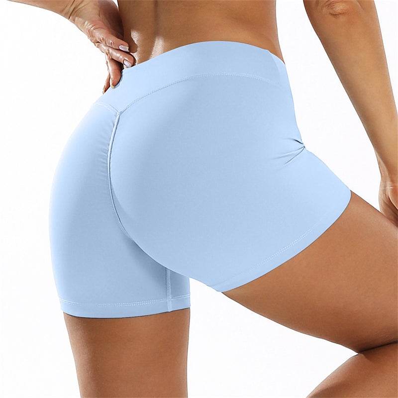 Nude Tight-Fitting Butt-Lifting Yoga Shorts For Outer Wear Running Sports Shorts Cross High-Waist Fitness Shorts For Women Dk8001 - Image 4