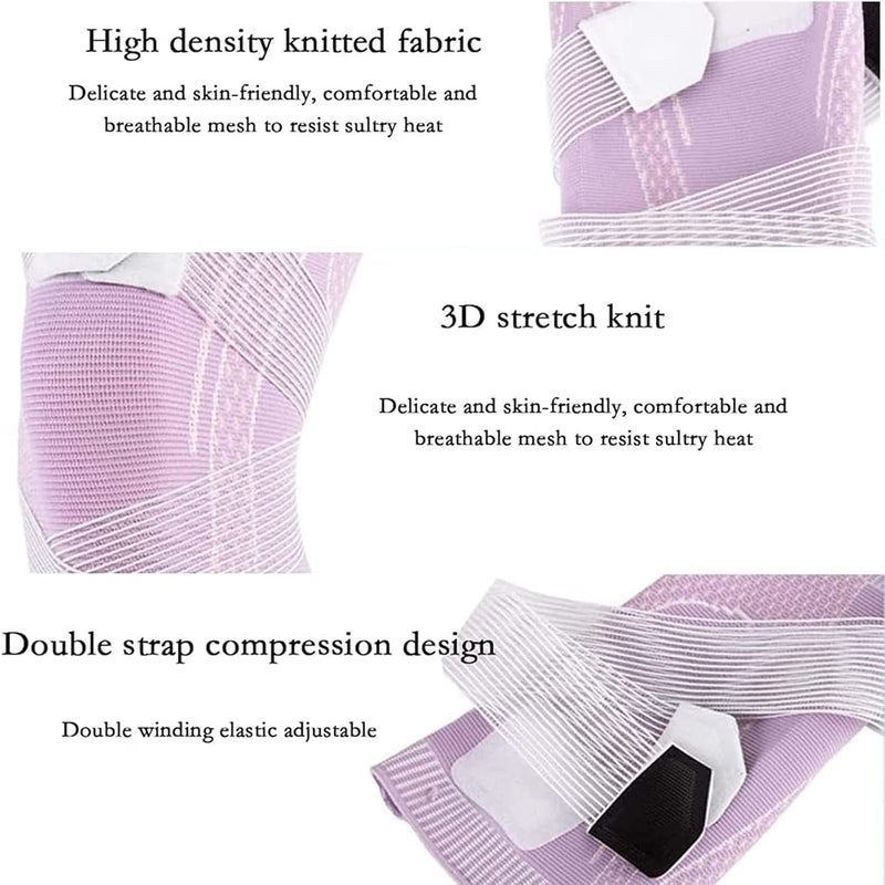 كلاراكو دعامة الركبة من Destinek، زوج واحد من دعامات الركبة المرنة من Swellsock، دعامة الركبة المرنة من Swellsock، دعامة الركبة المرنة خفيفة الوزن وجيدة التهوية، دعامة الركبة عالية المرونة ثلاثية الأبعاد، أكمام ضاغطة (M، أرجواني) - Image 3