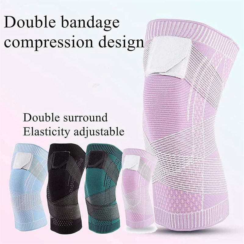 كلاراكو دعامة الركبة من Destinek، زوج واحد من دعامات الركبة المرنة من Swellsock، دعامة الركبة المرنة من Swellsock، دعامة الركبة المرنة خفيفة الوزن وجيدة التهوية، دعامة الركبة عالية المرونة ثلاثية الأبعاد، أكمام ضاغطة (M، أرجواني) - Image 2