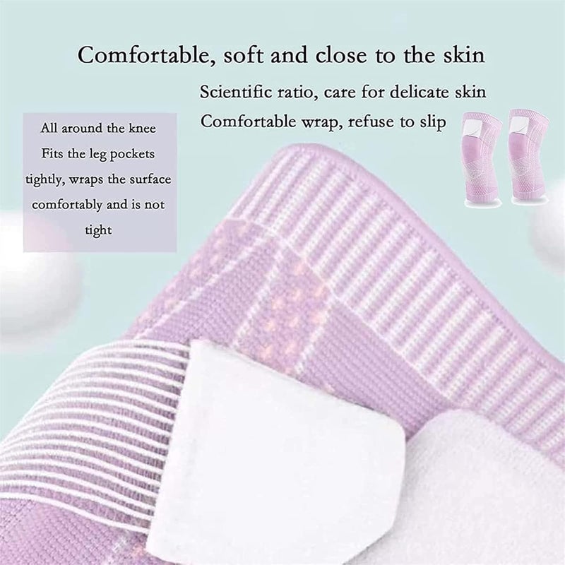 كلاراكو دعامة الركبة من Destinek، زوج واحد من دعامات الركبة المرنة من Swellsock، دعامة الركبة المرنة من Swellsock، دعامة الركبة المرنة خفيفة الوزن وجيدة التهوية، دعامة الركبة عالية المرونة ثلاثية الأبعاد، أكمام ضاغطة (M، أرجواني) - Image 4