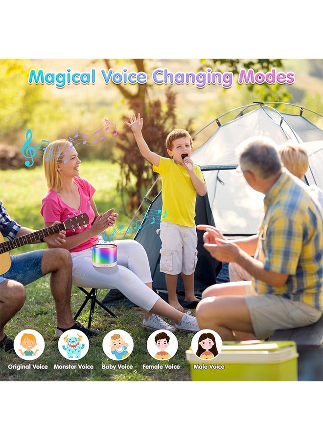 Mini Karaoke Machine for Adults Kids, Portable Bluetooth Karaoke Speaker with 3.5 Full-Range Speaker and Colorful LED Lights, Support USB/TF Card/AUX (Pink-2Mic) - Image 3