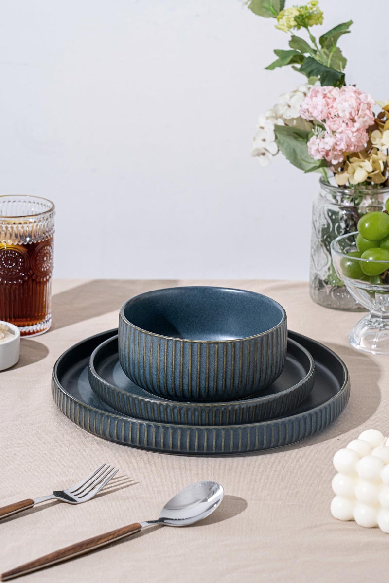 FOBENTA 24 Piece Starry Blue Ceramic Dish Set,Plates and Bowls Set for 8,Dinnerware Sets for Hosting, Gifting & Everyday Serenity - Image 2
