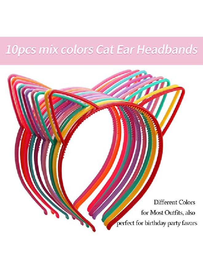 Candygirl Girl'S Plastic Headbands Cat Ear Headbands For Girls Women Cat Ear Hair Hoops Hair Accessories For Girls And Women Daily Wearing Accessories Party Favor (10Pcs Mix Colors Cat Ear Headbands) - Image 3