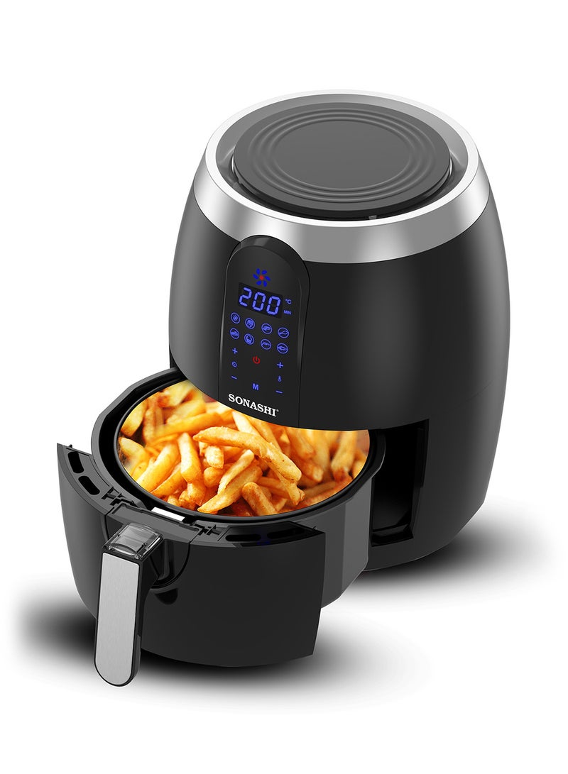 SONASHI Digital Air Fryer With 3.5L Capacity | 8 Auto-Cook Menu Functions for Oil-Free Cooking | LED Display-Touch Screen with 50-200C Temperature Control | Air Fryer 3.5 L 1400 W SAF-350 Black - Image 2