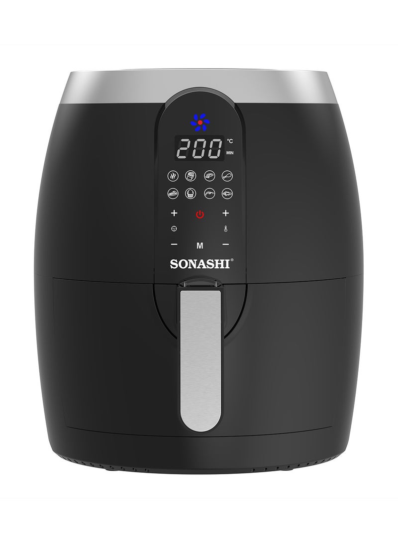 SONASHI Digital Air Fryer With 3.5L Capacity | 8 Auto-Cook Menu Functions for Oil-Free Cooking | LED Display-Touch Screen with 50-200C Temperature Control | Air Fryer 3.5 L 1400 W SAF-350 Black - Image 3