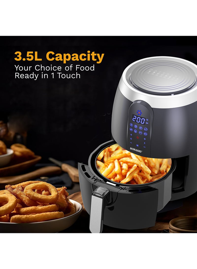 SONASHI Digital Air Fryer With 3.5L Capacity | 8 Auto-Cook Menu Functions for Oil-Free Cooking | LED Display-Touch Screen with 50-200C Temperature Control | Air Fryer 3.5 L 1400 W SAF-350 Black - Image 5