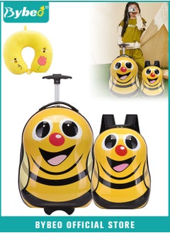 Bybeo 3PCS Kids Luggage Set, Children's Rolling Suitcase, Lightweight Toddler Carry-on Luggages with Wheels for Boy and Girls for Travel and School, with  Kid Backpack and U-shaped Pillow,16 Inches  - Image 1