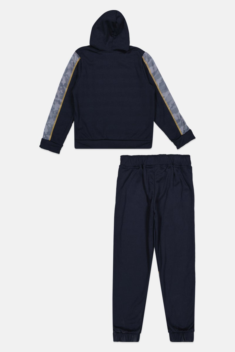 Body Glove Kids Boy 2 Pcs Brand Logo Sweatshirts And Pants Set, Navy - Image 2