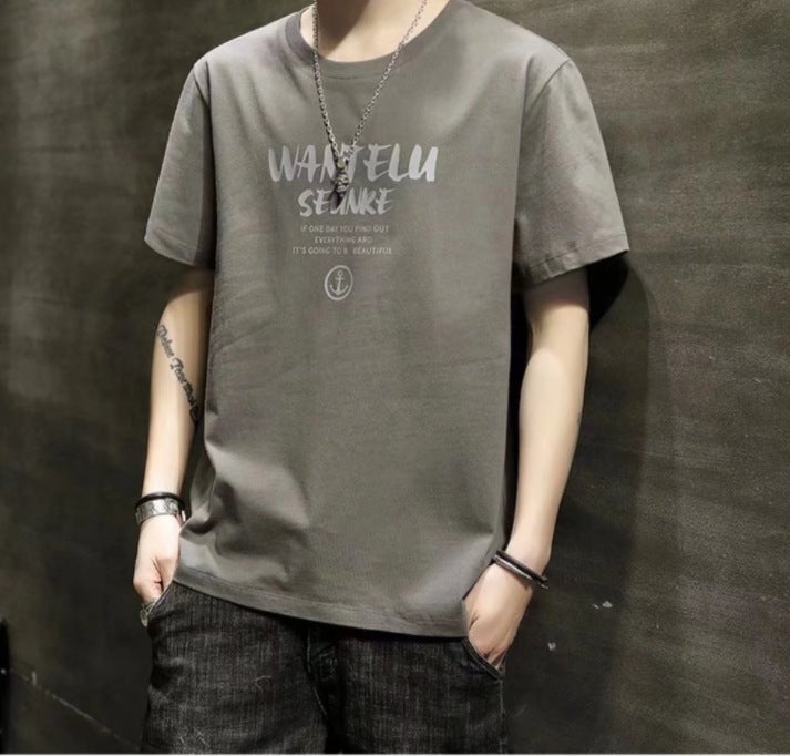 2021 Temperament Short-sleeved T-shirt Men's Summer New T-shirt Fashionable Brand ins Loose Half-sleeved Base Shirt Top - Image 1