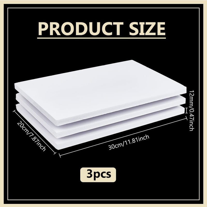 BENECREAT 3Pcs 1/2 Inch White Foam Boards, 12x8 Inch Rectangle PVC Foam Sheet Poster Board for Mounting, Crafts, Art, Display, Presentation and Projects - Image 2