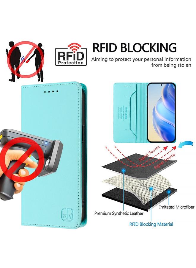 S-TOP Case For Honor 200 Smart Global / X7c 4G RC01 Dual-Folded Magnetic Suction RFID Leather Phone Case - Image 5