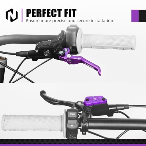 NICECNC Purple Front Rear Brake Levers Brake Reservoir Covers Compatible with Surron Light bee XS L1E Motorcycle Aluminum CNC Brake Lever Compatible with Segway X160 X260 See Fitment - Image 3